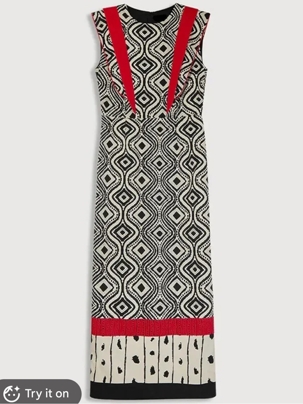 Fancy Boutique Black & Ivory Geometric Maxi Skirt with Red Trim